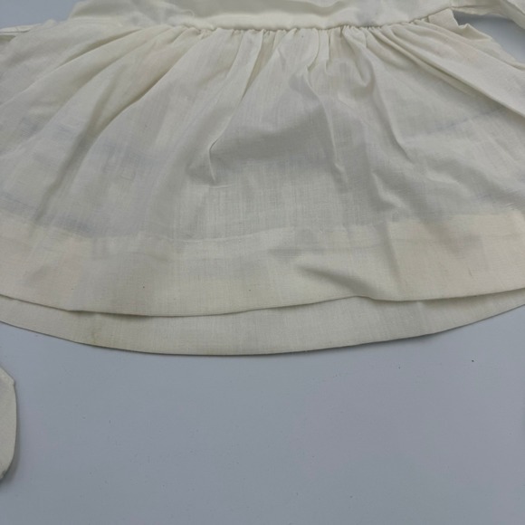 Vintage Baby Pinafore Dress Ruffle Blue Trim Embroidered Cotton Blend 12M - Picture 9 of 10